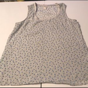 Caslon Sheer Tank Top Sz S Gray Blue Yellow Hearts